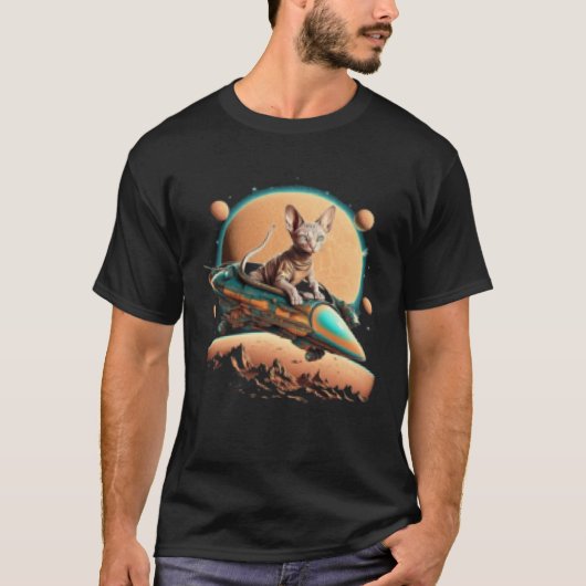 Alien Sphynx Cat UFO Extraterrestrial T-Shirt (Vorderseite)