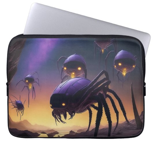 Alien Spiders Landschaft auf einer trostlosen Land Laptopschutzhülle (Vorderseite)