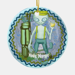 Alien spielt Golf-Ornament Keramik Ornament