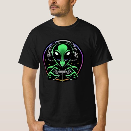 Alien spielt Videospiele | Stellar Game Smasher T-Shirt (Vorderseite)