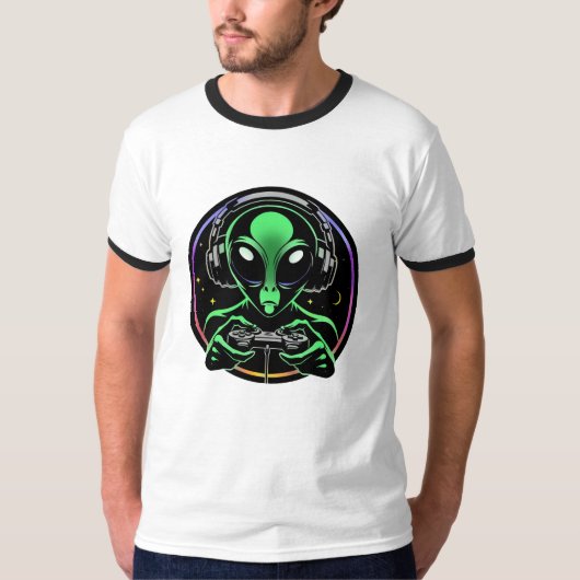 Alien spielt Videospiele | Stellar Game Smasher T-Shirt (Vorderseite)