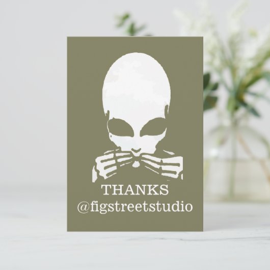 Alien, sprich kein Übel, editiere Text Dankeskarte (Stehend Vorderseite)