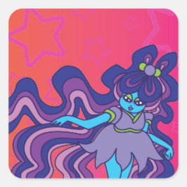 Alien Star Quadratischer Aufkleber