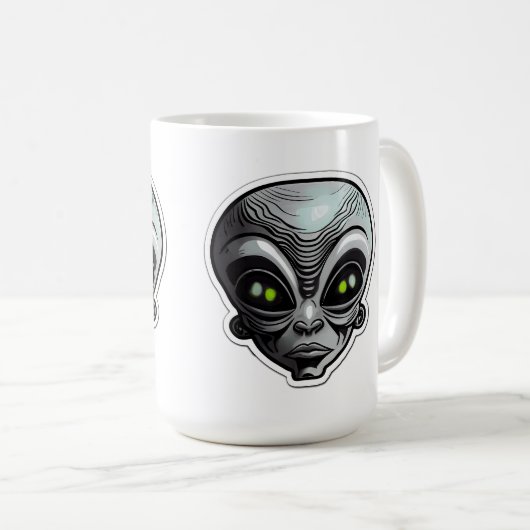 Alien Sticker Art Classic Tasse, 15 oz Kaffeetasse (VorderseiteRechts)