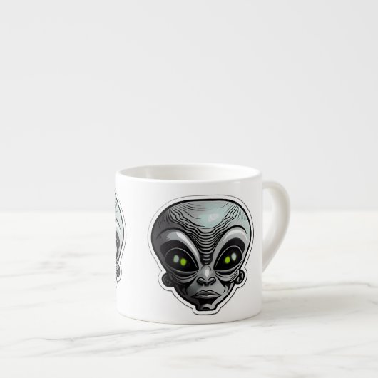 Alien Sticker Art Espresso Tasse (Vorderseite Rechts)