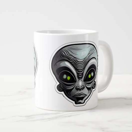 Alien Sticker Art Jumbo Tasse (Vorderseite Rechts)