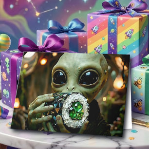 Alien & Sushi Wortspiele   Reis und heller Geburts Karte