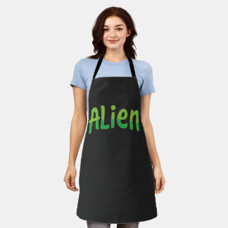 Alien Süß Spielend Weltraum-Alien Grüne Typografie Schürze