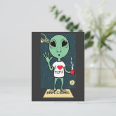 Alien T - Shirt Postkarte (Stehend Vorderseite)