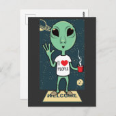 Alien T - Shirt Postkarte (Vorne/Hinten)