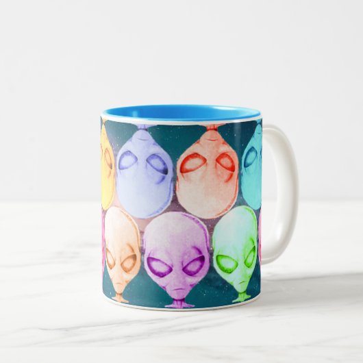 Alien-Tasse, mehrfarbig Zweifarbige Tasse (VorderseiteRechts)