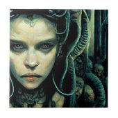 Alien Tech Girl Science Fiction Fliese (Vorderseite)