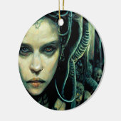 Alien Tech Girl Science Fiction Keramik Ornament (Links)