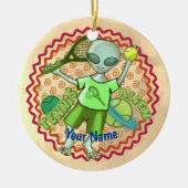 Alien Tennis Keramik Ornament (Vorne)