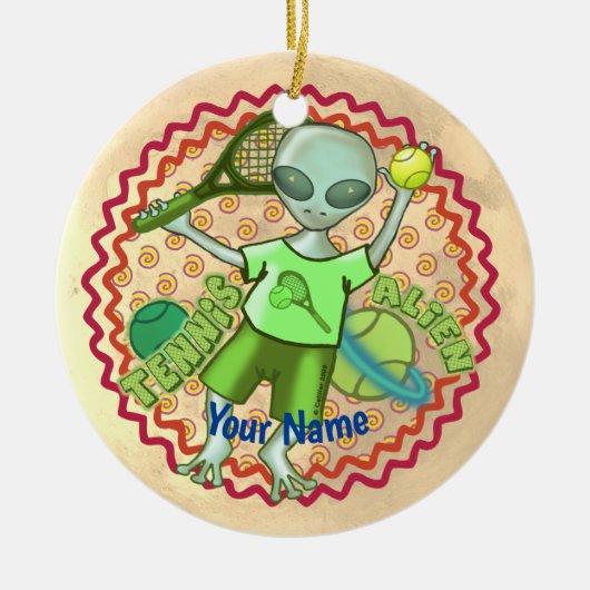 Alien Tennis Keramik Ornament (Vorne)