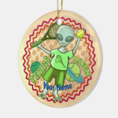 Alien Tennis Keramik Ornament (Links)