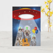 Alien-Thema-lustiger Haustier-Geburtstag Karte (Gelbe Blume)