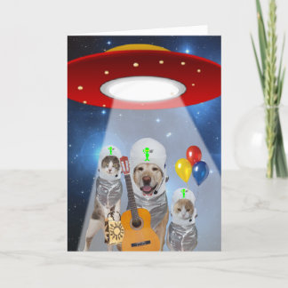 Alien-Thema-lustiger Haustier-Geburtstag Karte
