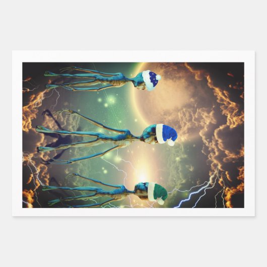 Alien Three Kings Wrapping Paper Geschenkpapier Set (Vorderseite)
