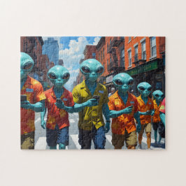 Alien Touristen Puzzle - UFO Selfie Jigsaw
