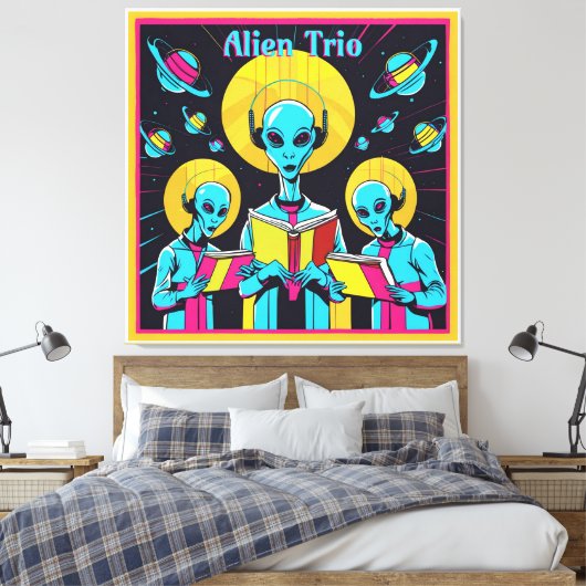 Alien Trio - eine Gruppe von drei Alien Sängern Leinwanddruck (Insitu (Schlafzimmer))