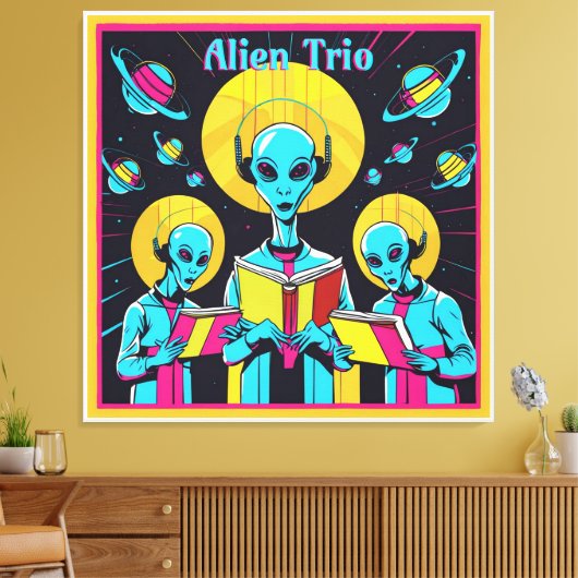Alien Trio - eine Gruppe von drei Alien Sängern Leinwanddruck (Insitu (Wohnzimmer))
