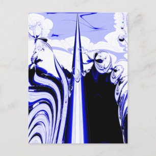 Alien Tropics - Fraktal Art Design. Blau und Weiß Postkarte