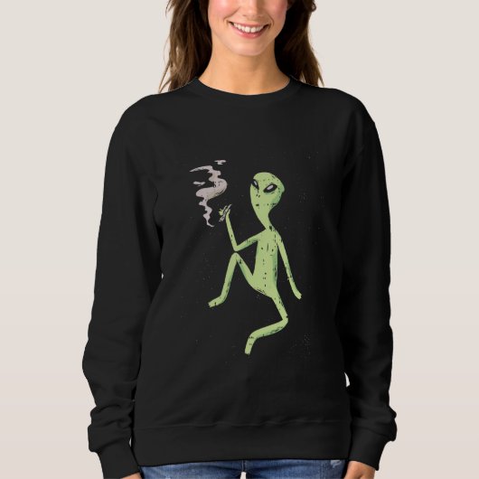 Alien Tuxedo Weed Joint Pot Smoker Sweatshirt (Vorderseite)