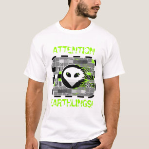 Alien TV "ACHTUNG EARTHLINGS!" Männergrundweiß T-Shirt
