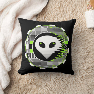 Alien TV Rundwurf schwarzes Quadrat Kissen