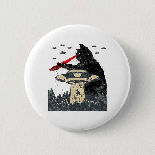 Alien Ufo Abduction Laser Eye Funny Cat Button (Vorderseite)
