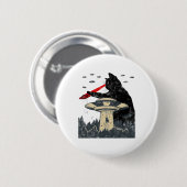 Alien Ufo Abduction Laser Eye Funny Cat Button (Vorne & Hinten)