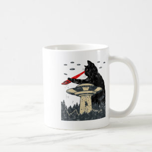 Alien Ufo Abduction Laser Eye Funny Cat Kaffeetasse