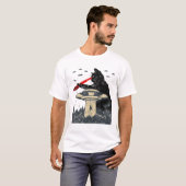 Alien Ufo Abduction Laser Eye Funny Cat T-Shirt (Vorne ganz)
