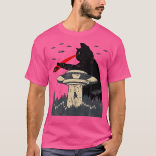 Alien Ufo Abduction Laser Eye Funny Cat T-Shirt