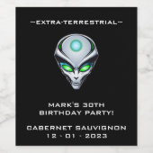 Alien UFO Abduction Spaceship Birthday Party  Weinetikett (Einzelnes Label)