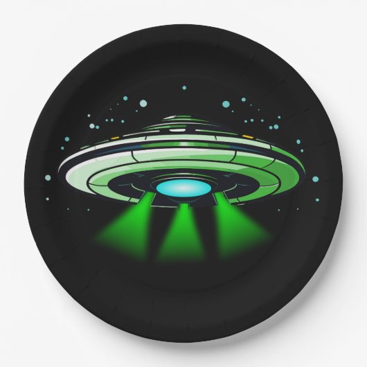 Alien UFO Abduction Spaceship Geburtstagsparty Pappteller (Vorderseite)