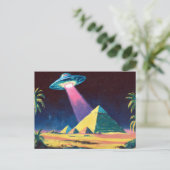 Alien UFO Ägyptische Pyramiden Postkarte (Stehend Vorderseite)