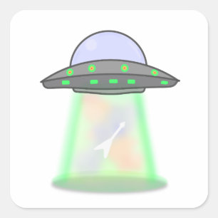 Alien-UFO-Aufkleber Quadratischer Aufkleber