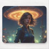 Alien UFO Begegnung mit Mädchen in der Stadt Mousepad (Vorne)