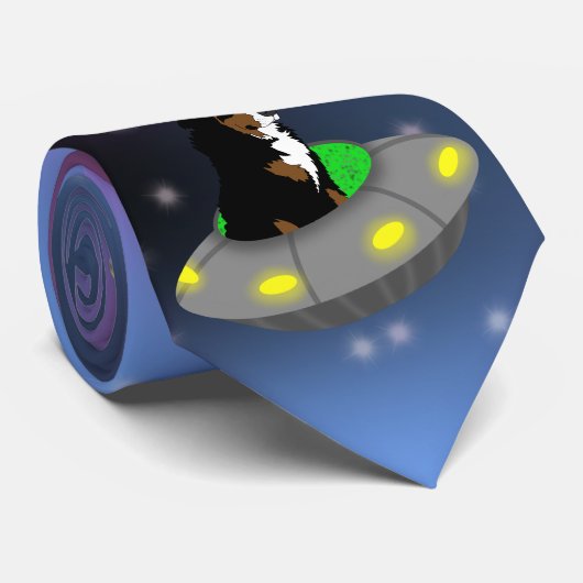Alien UFO Bernese Mountain Dog Krawatte (Gerollt)