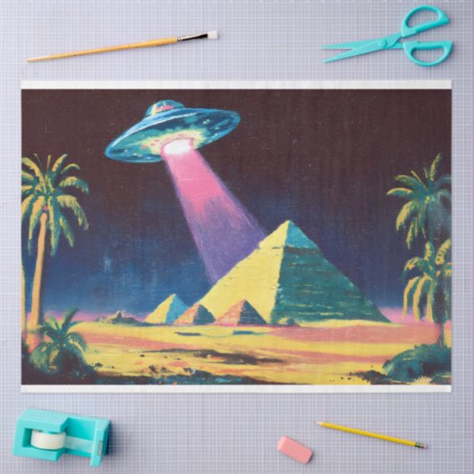 Alien UFO Egyptian Pyramids Decoupage Seidenpapier (Basteln)