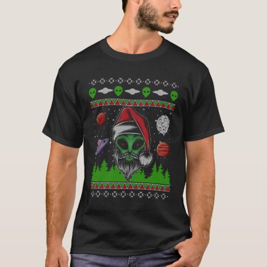 Alien UFO ET Paranormal Ugusweihnachtssüßer Kni T-Shirt (Vorderseite)