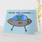 ALIEN UFO FUNNY BIRTHDAY GREETING CARD KARTE (Gelbe Blume)