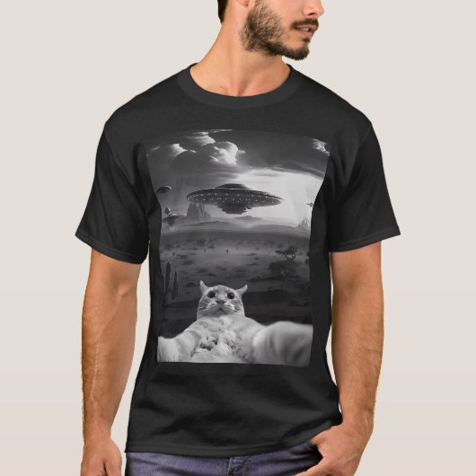 Alien Ufo Funny Cat T-Shirt (Vorderseite)