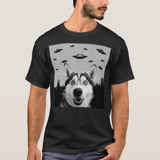 Alien UFO Funny Husky Dog Lover Men Women Kids T-Shirt (Vorderseite)