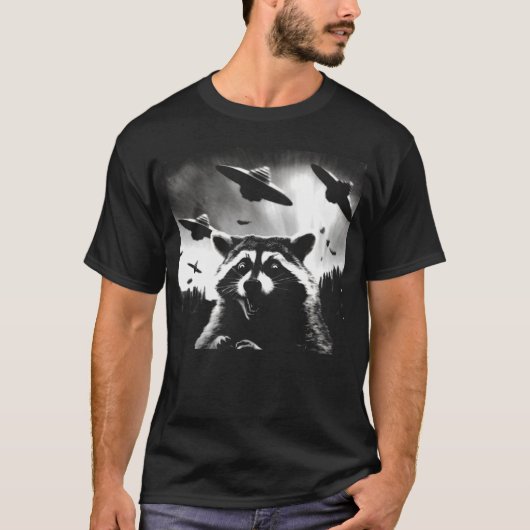Alien UFO Funny Raccoon UAP T-Shirt (Vorderseite)