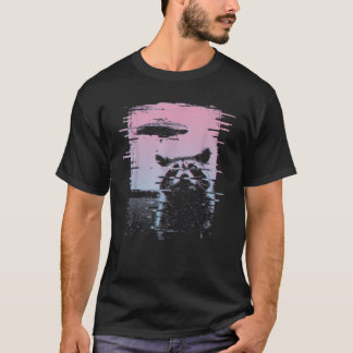 Alien UFO Funny Raccoon Vaporwave Ästhetische Retr T-Shirt