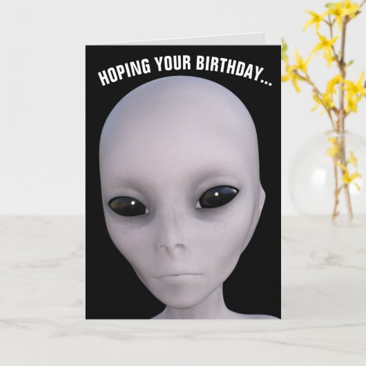 ALIEN UFO-GEBURTSTAGSKARTEN KARTE (Gelbe Blume)