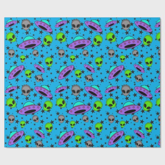 Alien UFO Geschenkpapier (Flach)